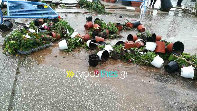 Θεσσαλονίκη: Καταστροφές σε περίπτερα της ΔΕΘ και στην ανθοέκθεση από τη σφοδρή καταιγίδα