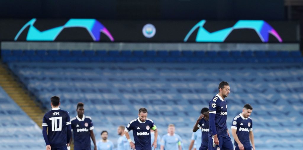 Champions League: Βαριά ήττα (3-0) για τον Ολυμπιακό από την Μάντσεστερ Σίτι στην Αγγλία