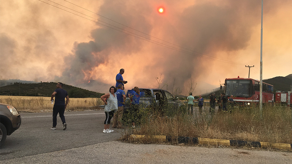 Φωτιά στα Βίλια: Στρόβιλος φωτιάς εκτόξευσε κορμό δέντρου προς τους πυροσβέστες (βίντεο)