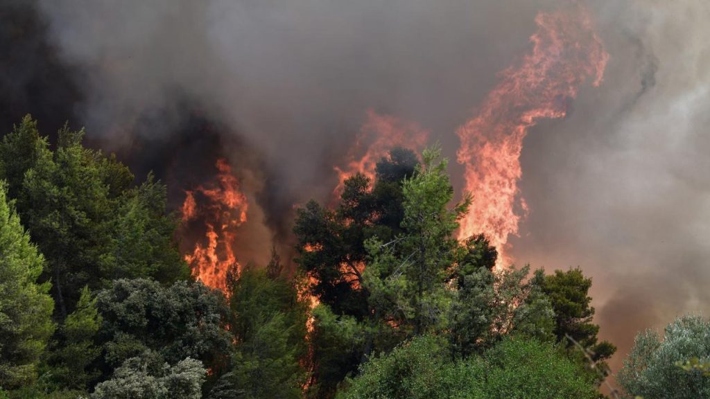 Μαίνεται φωτιά στη Σύρο – Πνέουν ισχυροί άνεμοι