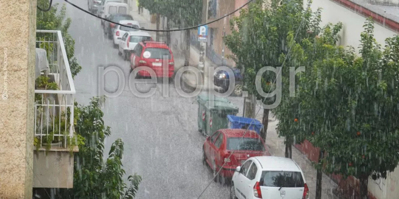 «Το έστρωσε» με ξαφνικό χαλάζι στο Αίγιο (φώτο)