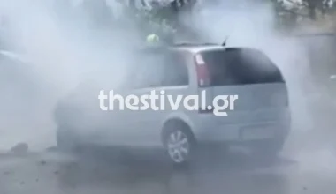 Θεσσαλονίκη: Αυτοκίνητο τυλίχθηκε στις φλόγες – Δείτε βίντεο