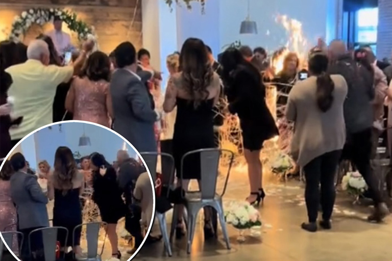 Παρά λίγο τραγωδία σε γάμο: Το νυφικό της νύφης άρπαξε φωτιά στη μέση της τελετής (βίντεο)