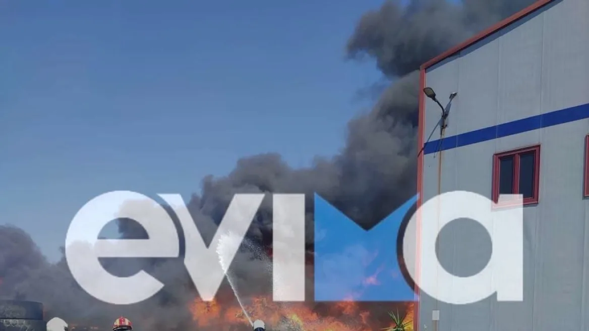 Φωτιά στη Ριτσώνα – Στις φλόγες εργοστάσιο με χημικά