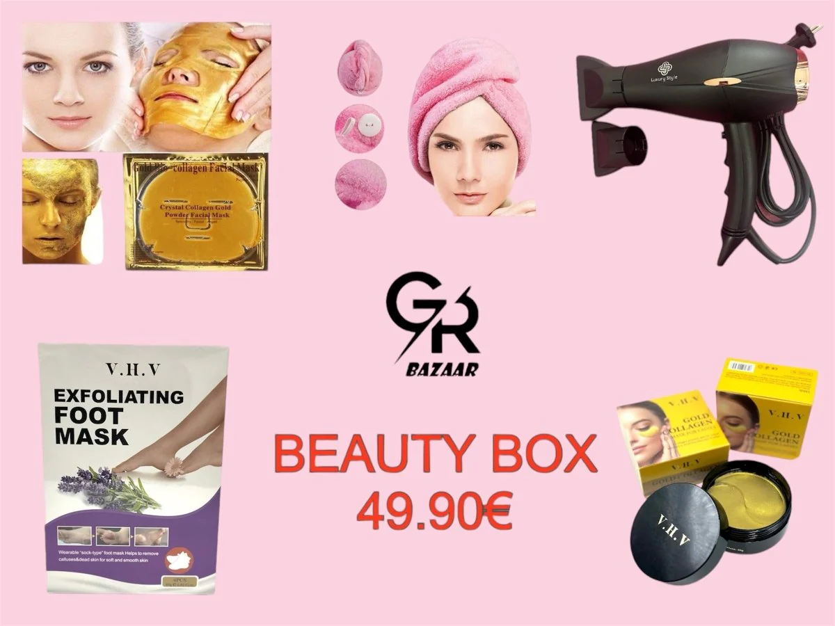 Beauty Box: Πιστολάκι μαλλιών & Μάσκα Ποδιών & 5 Χρυσές Μάσκες & 60 Eye Patches & Πετσέτα μαλλιών